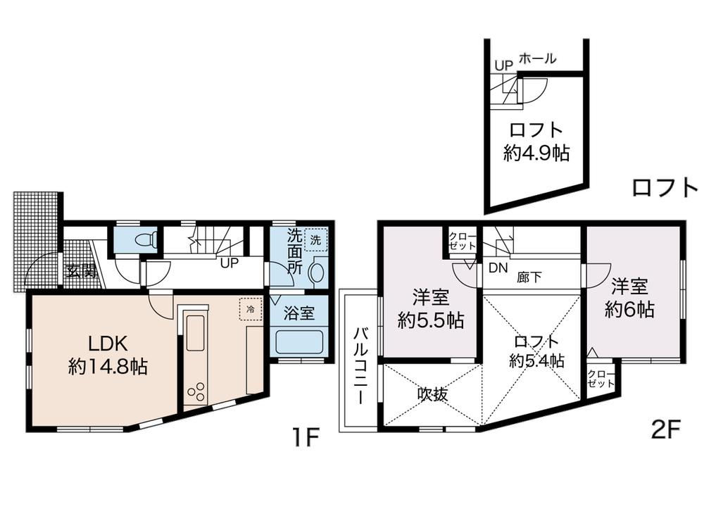 Floor plan. 25,800,000 yen, 2LDK, Land area 87.38 sq m , Building area 64.85 sq m Some curry select Allowed (There are limited by the construction progress)