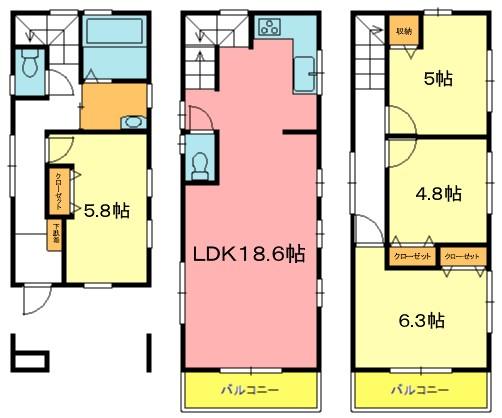 Floor plan. (A), Price 35,800,000 yen, 2LDK+2S, Land area 57.18 sq m , Building area 104.01 sq m