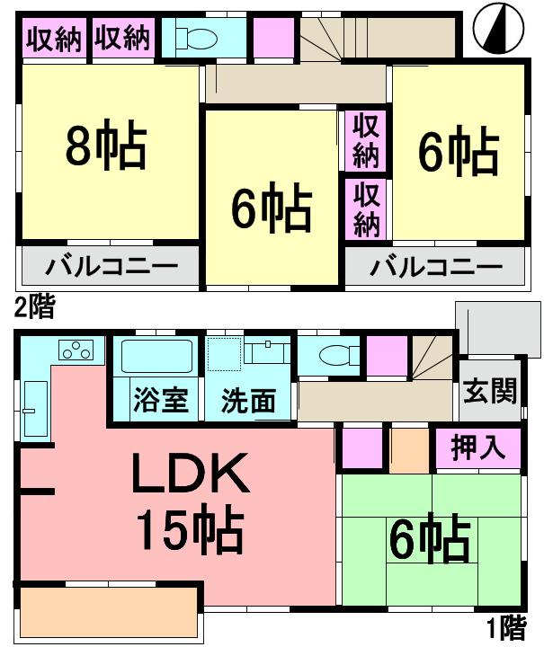 Floor plan. (B Building), Price 39,800,000 yen, 4LDK, Land area 125 sq m , Building area 99.15 sq m