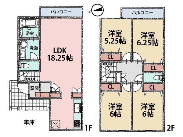 Floor plan. (3 Building), Price 38,800,000 yen, 4LDK, Land area 121.76 sq m , Building area 104.57 sq m