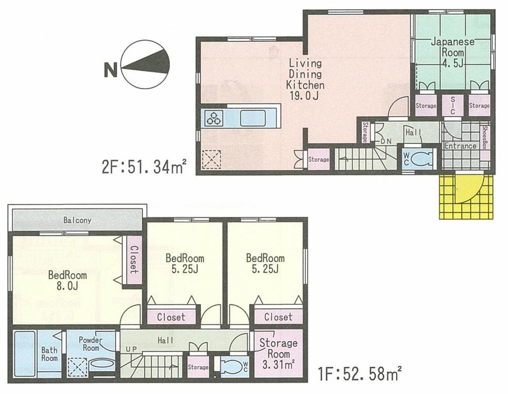 Floor plan. (Building 2), Price 36,800,000 yen, 4LDK, Land area 219.19 sq m , Building area 103.92 sq m