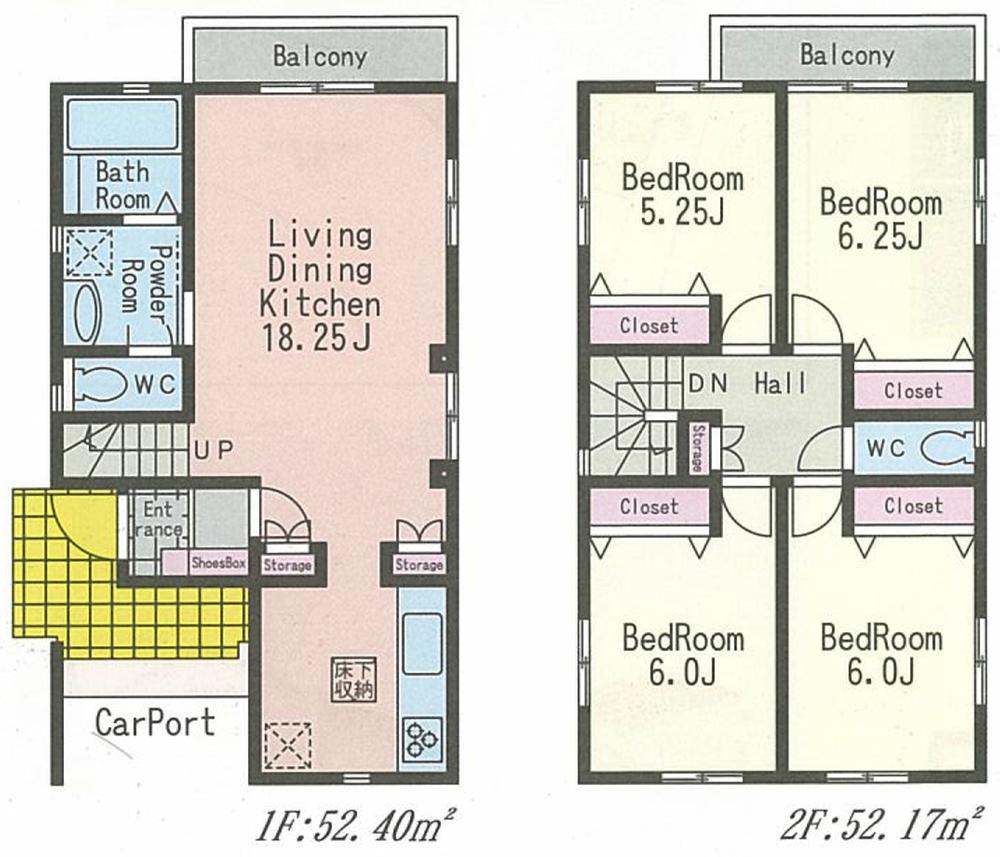 Floor plan. (3 Building), Price 38,800,000 yen, 4LDK, Land area 121.76 sq m , Building area 104.57 sq m