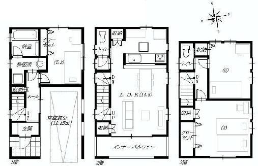 Floor plan. 33,700,000 yen, 4LDK, Land area 62.44 sq m , Building area 96.8 sq m