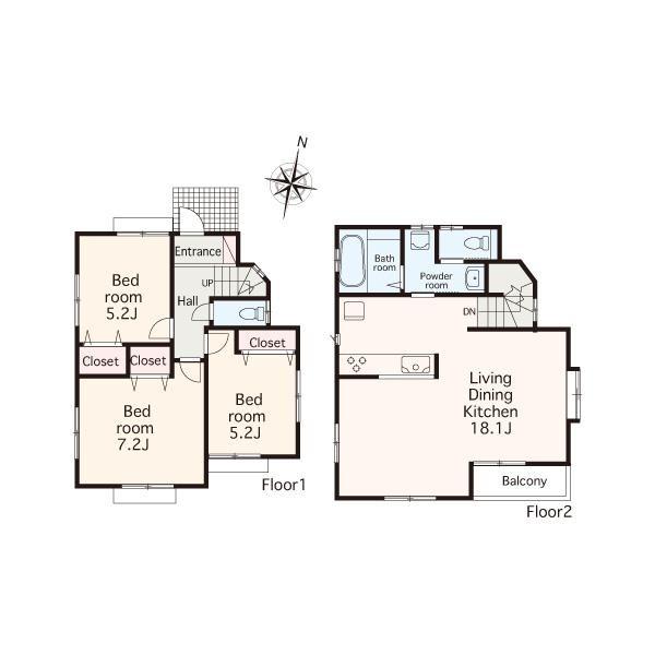 Floor plan. 37,800,000 yen, 3LDK, Land area 102.98 sq m , Building area 80.94 sq m