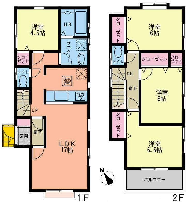 Floor plan. (1 Building), Price 27,800,000 yen, 3LDK+S, Land area 130.97 sq m , Building area 89.84 sq m