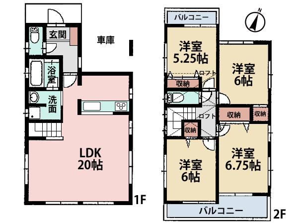 Floor plan. 42,958,000 yen, 4LDK, Land area 105.01 sq m , Building area 102.86 sq m LDK spacious 20 Jokoe! Easy-to-use Mato.