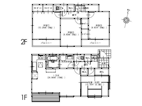 Floor plan. (B Building), Price 39,800,000 yen, 4LDK, Land area 125 sq m , Building area 99.15 sq m