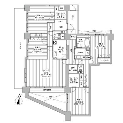 Floor plan. 4LDK + S (storeroom), Price 45,800,000 yen, The area occupied 148.5 sq m , Balcony area 24.17 sq m