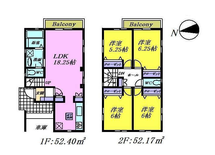 Floor plan. 38,800,000 yen, 4LDK, Land area 121.76 sq m , Building area 104.57 sq m is LDK18.25 Pledge and the floor plan of 4LDK with all the living room storage of leeway.