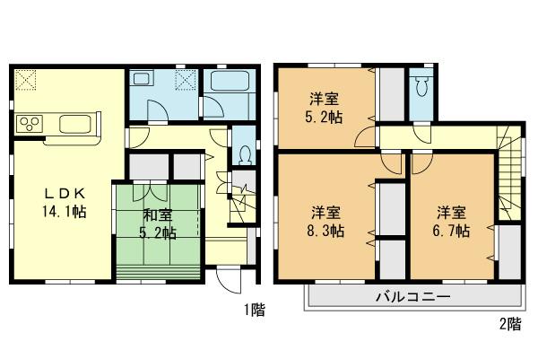 Floor plan. (4 Building), Price 35,800,000 yen, 4LDK, Land area 100.08 sq m , Building area 97.59 sq m