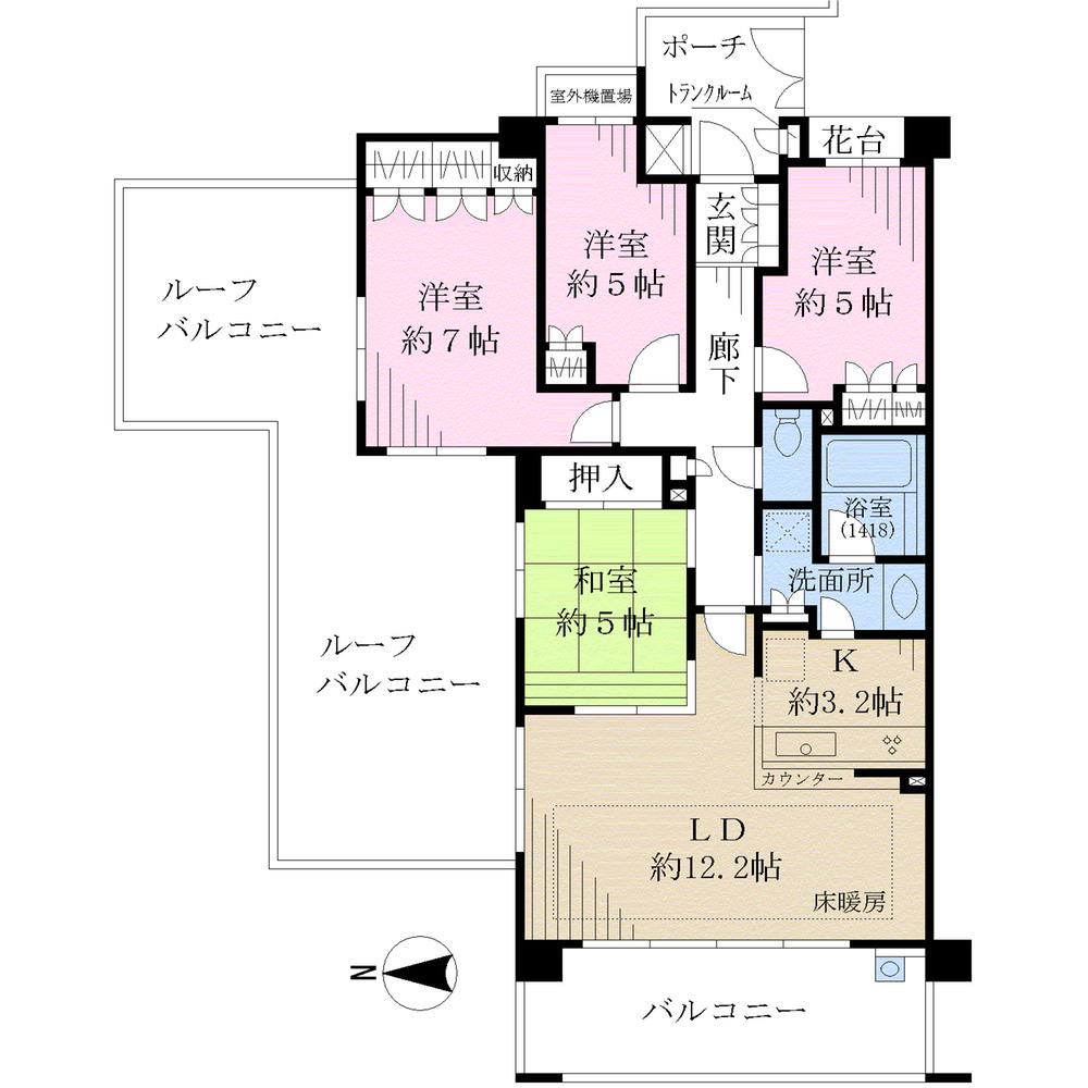 Floor plan. 4LDK, Price 45,800,000 yen, Occupied area 82.82 sq m , Balcony area 12.2 sq m