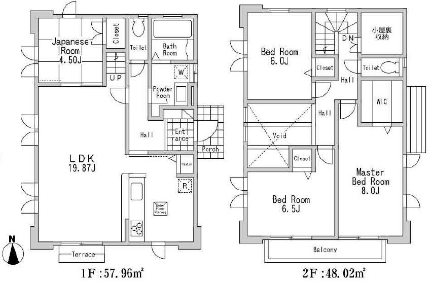 Floor plan. (A Building), Price 57,800,000 yen, 4LDK, Land area 143.52 sq m , Building area 105.98 sq m