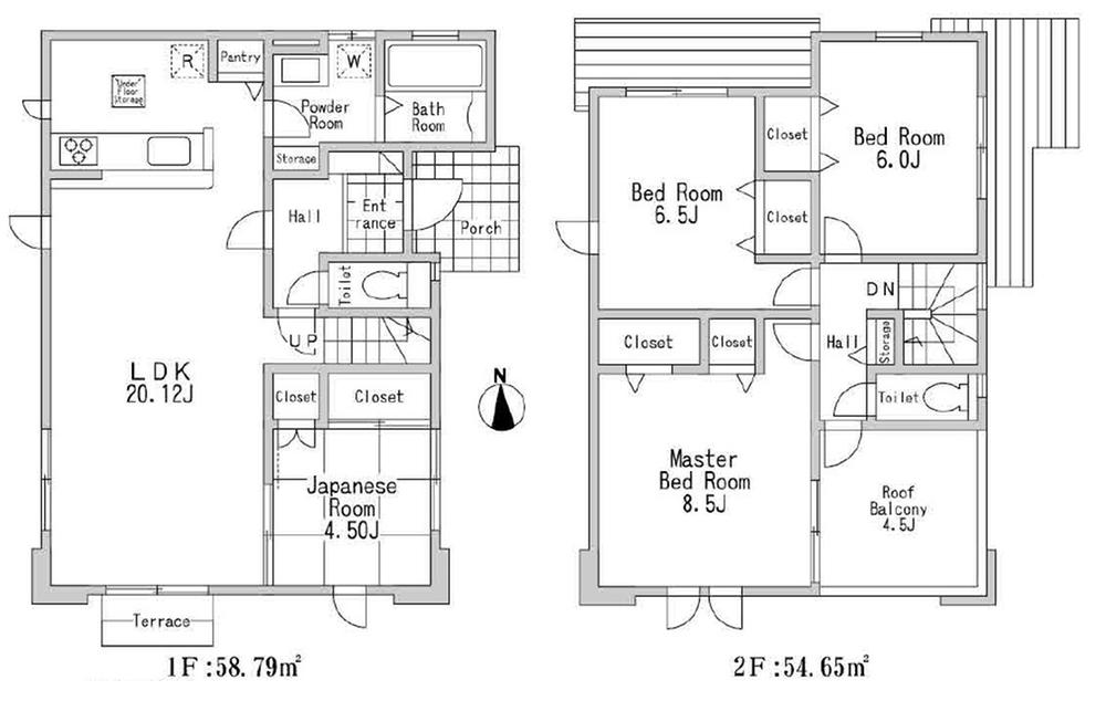 Floor plan. (B Building), Price 56,800,000 yen, 4LDK, Land area 143.52 sq m , Building area 113.44 sq m