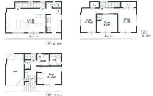 Floor plan. 33,800,000 yen, 4LDK, Land area 60.2 sq m , Building area 109.44 sq m