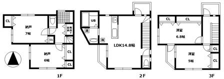 Floor plan. 33,800,000 yen, 4LDK, Land area 60.2 sq m , Building area 109.44 sq m