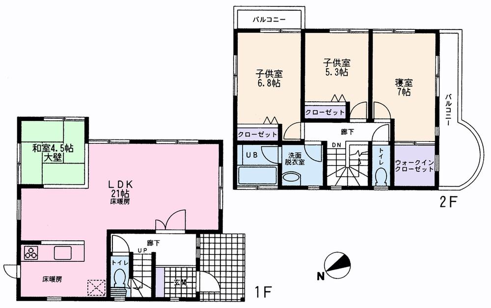 Floor plan. 49,800,000 yen, 4LDK, Land area 204.07 sq m , Building area 104.34 sq m