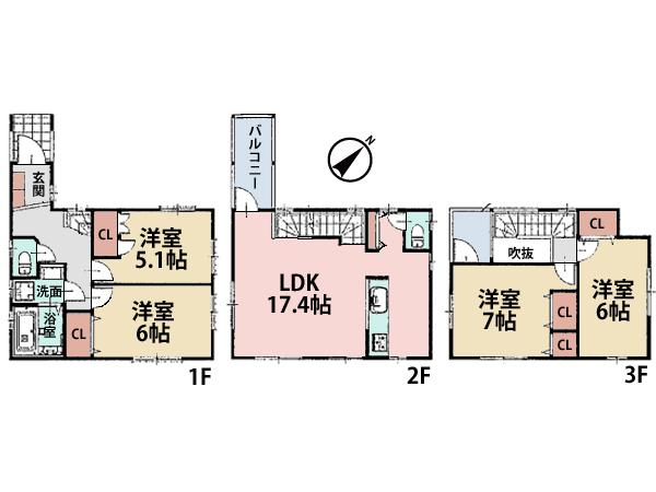 Floor plan. (B), Price 32,300,000 yen, 4LDK, Land area 70.85 sq m , Building area 96.04 sq m