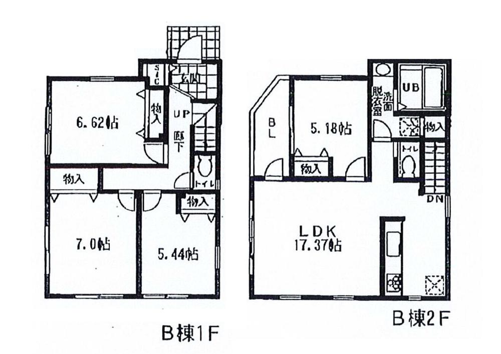 Floor plan. (B Building), Price 38,800,000 yen, 4LDK, Land area 81.43 sq m , Building area 95.16 sq m