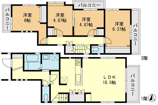 Floor plan. (A Building), Price 39,658,000 yen, 4LDK, Land area 125.13 sq m , Building area 98.73 sq m