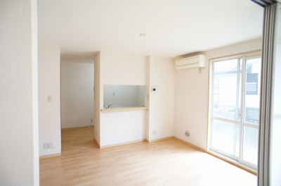 Living and room. A counter kitchen living room is comfortable with pre-air conditioning installation!