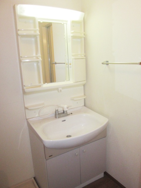 Washroom. Glad shampoo vanity