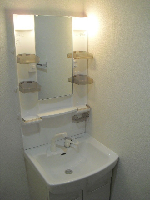 Washroom. Convenient shampoo dresser in a busy morning