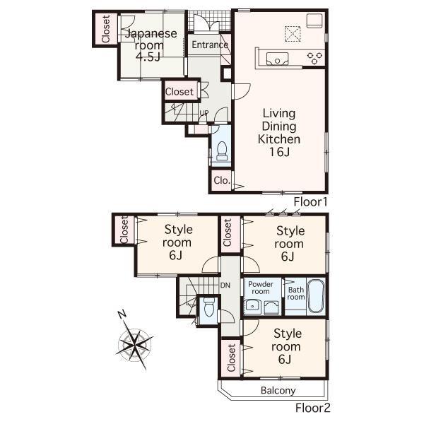 Floor plan. 41,800,000 yen, 4LDK, Land area 100.46 sq m , Building area 94.39 sq m