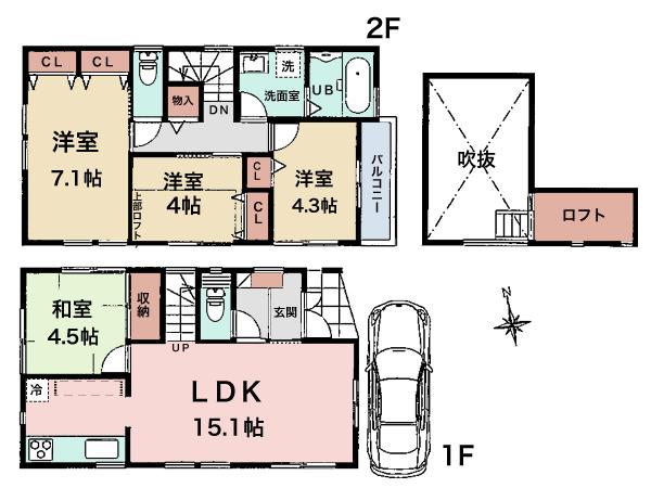 Floor plan. 36.5 million yen, 4LDK, Land area 77.66 sq m , It is a building area of 83.02 sq m south-facing room there 4LDK.