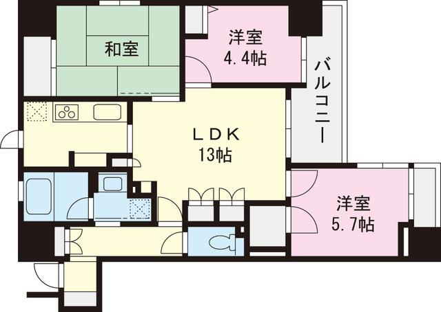 Floor plan. 3LDK, Price 36,800,000 yen, Footprint 65.8 sq m , Balcony area 7.61 sq m