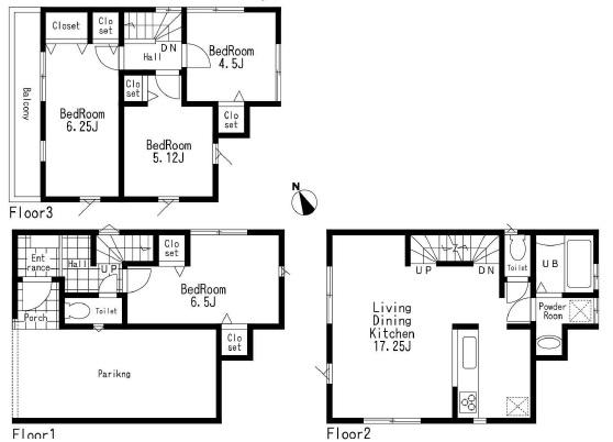 Floor plan. 40,800,000 yen, 3LDK + S (storeroom), Land area 65.47 sq m , Building area 109.3 sq m