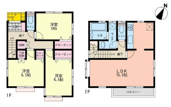 Floor plan. 44,800,000 yen, 3LDK, Land area 101.9 sq m , Building area 87.77 sq m