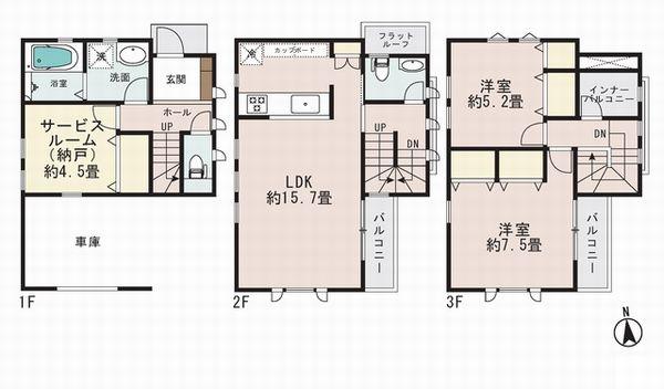 Floor plan. 39,800,000 yen, 2LDK + S (storeroom), Land area 55.36 sq m , Building area 102.06 sq m