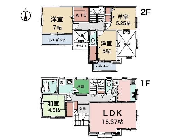 Floor plan. 42,800,000 yen, 4LDK, Land area 142.39 sq m , Bright room in the building area 104.68 sq m south-facing! There is a mansion of Tsuboniwa.