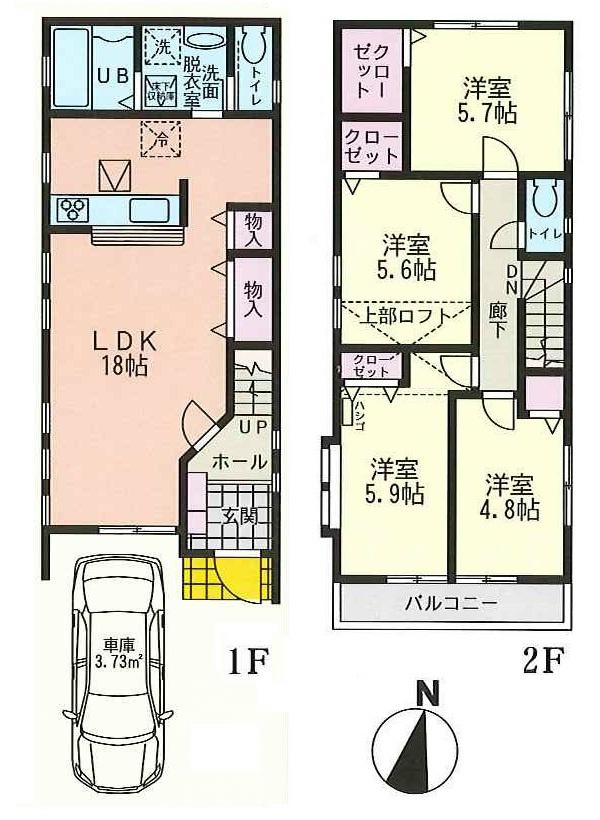 Floor plan. 48,800,000 yen, 4LDK, Land area 83.12 sq m , Building area 97.71 sq m floor plan