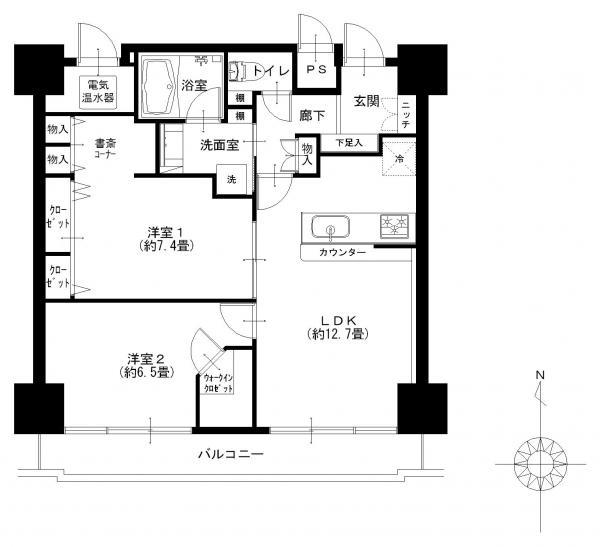 Floor plan. 2LDK, Price 28,900,000 yen, Occupied area 63.72 sq m , Balcony area 8 sq m