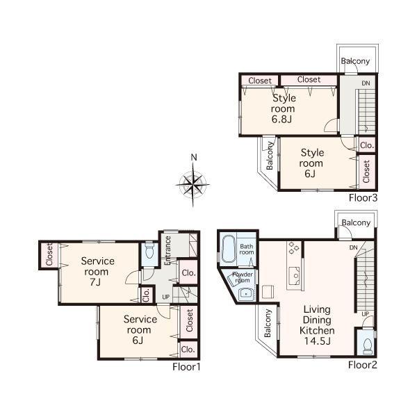 Floor plan. 37,960,000 yen, 2LDK+2S, Land area 71.7 sq m , Building area 103.62 sq m