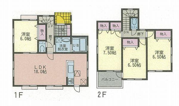 Floor plan. (B Building), Price 41,800,000 yen, 3LDK, Land area 167.26 sq m , Building area 96.46 sq m