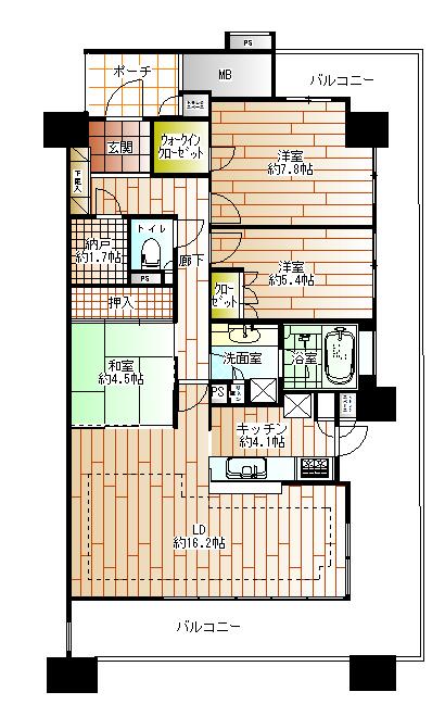 Floor plan. 3LDK + S (storeroom), Price 69,800,000 yen, Occupied area 92.62 sq m , Balcony area 37.31 sq m