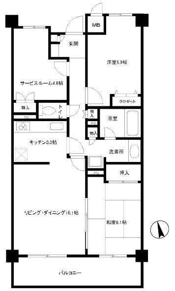 Floor plan. 2LDK + S (storeroom), Price 34,800,000 yen, Occupied area 71.79 sq m , Balcony area 9.47 sq m