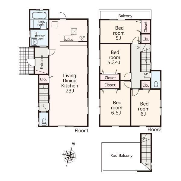 Floor plan. 35,800,000 yen, 4LDK, Land area 108.89 sq m , Building area 108.87 sq m