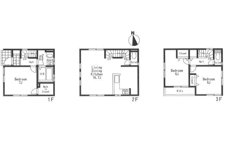 Floor plan. (C Building), Price 35,800,000 yen, 3LDK, Land area 53.28 sq m , Building area 86.32 sq m