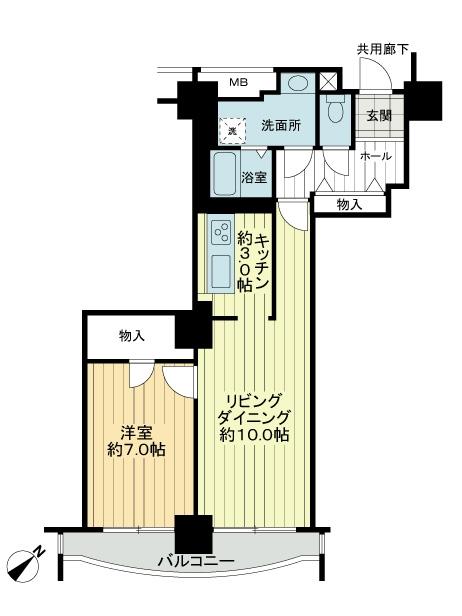 Floor plan. 1LDK, Price 35,800,000 yen, Occupied area 61.15 sq m , Balcony area 8.52 sq m