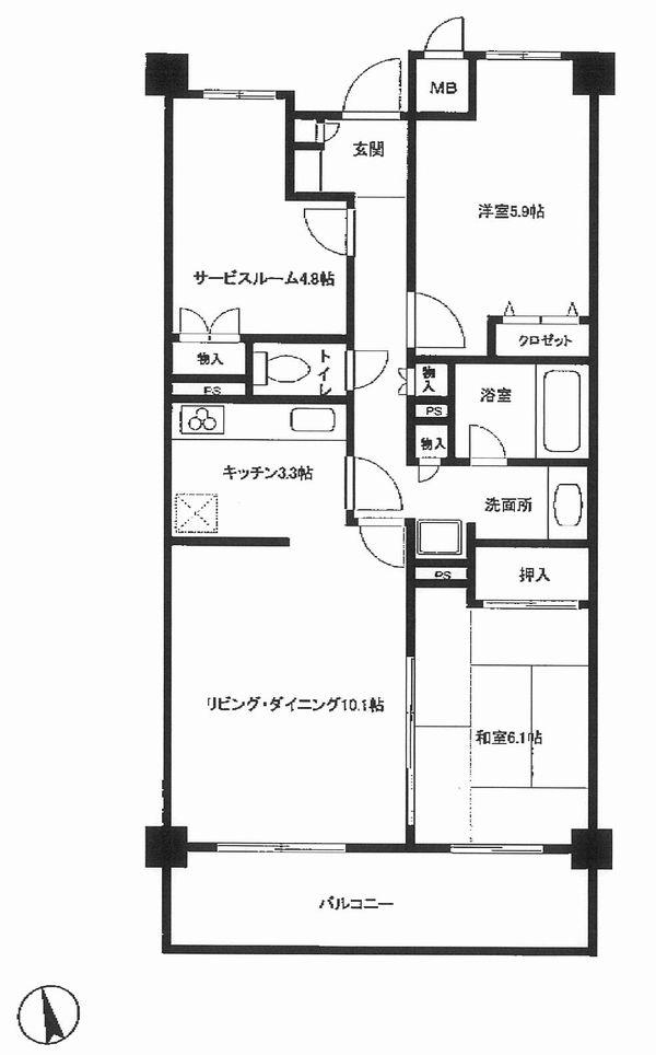 Floor plan. 3LDK, Price 34,800,000 yen, Occupied area 71.79 sq m , Balcony area 9.47 sq m