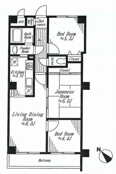 Floor plan. 3LDK, Price 19.9 million yen, Occupied area 60.26 sq m , Balcony area 6.48 sq m