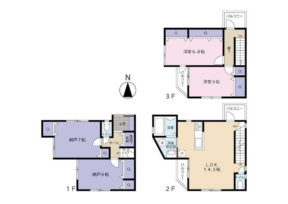 Floor plan. (B Building), Price 37,960,000 yen, 2LDK+2S, Land area 71.7 sq m , Building area 103.62 sq m