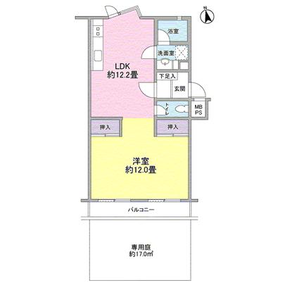 Floor plan. For the south-facing, Sunshine good! ※ Current, Partition of the LDK and the living room is not there