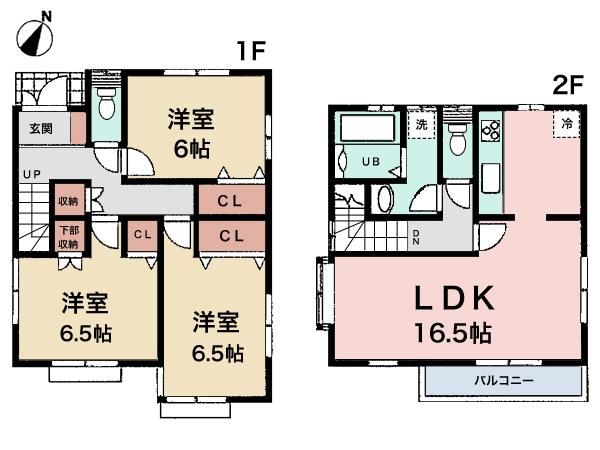 Floor plan. 44,800,000 yen, 4LDK, Land area 101.9 sq m , Building area 87.77 sq m all room 6 quires more! Second floor living room with a feeling of opening!