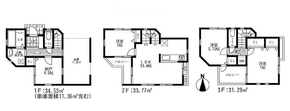 Floor plan. (A Building), Price 38,960,000 yen, 3LDK+S, Land area 60.03 sq m , Building area 99.59 sq m