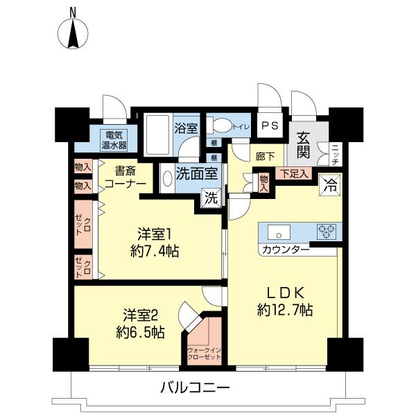 Floor plan. 2LDK, Price 28,900,000 yen, Occupied area 63.72 sq m , Balcony area 8 sq m