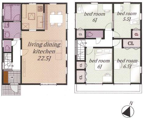 Floor plan. 35,800,000 yen, 4LDK, Land area 106.66 sq m , Building area 104.34 sq m